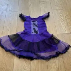 ハロウィン　バット柄紫コスチューム 110