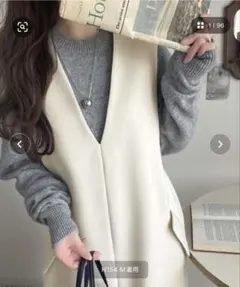 classicalelf ポケット付 Vネック ワンピース