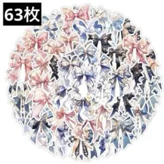 412　ステッカー　お裾分け　フレークシール　海外　防水　韓国　リボン　ブルー