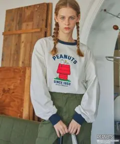 ピーナッツ　スヌーピー　リンガー長袖Tシャツ　新品未使用　ネイビー