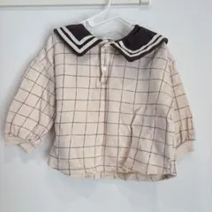 チェック柄 セーラー襟 トップス 80