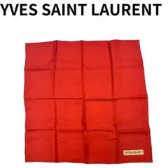 YVES SAINT LAURENT　イヴサンローラン　 赤 シルク ハンカチ