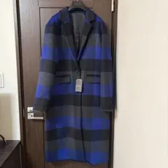 ok-soon チェスターコート 青とグレーのチェック柄