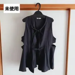 未使用　LienRuru　リボン ペプラム ジレ グレー　ベスト　M