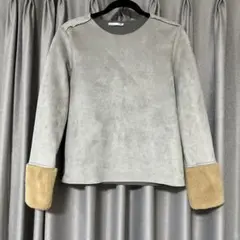 ZARAグレー スエード風 ファー付きトップス