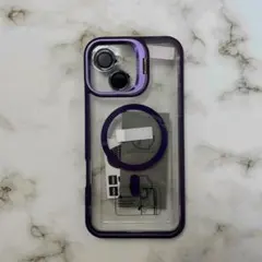 【MagSafe対応】iPhoneケースレンズ保護付き スタンド機能 パープル