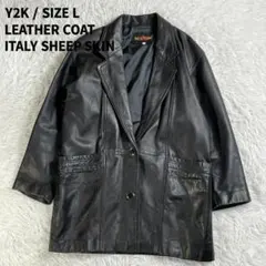90s 00s Y2K 伊産 羊革 レザージャケット レザーコート 黒 L
