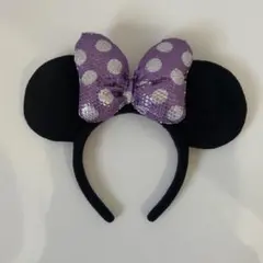 ディズニー ミニー カチューシャ 紫 スパンコール