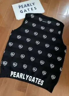 ⭐️新品⭐️パーリーゲイツ　PGロゴ総柄　ニットベスト　Vネック 黒