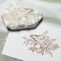 小鳥 木の実 消しゴムはんこ 167