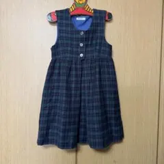 ファミリア チェック ジャンパースカート 115cm 緑