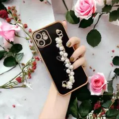 iPhone13Pro ケース 韓国 パールチェーン 可愛い