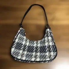 [a280] ツイード風チェック柄ハンドバッグ　最終価格
