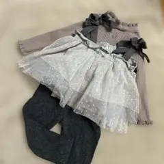 ニット、パンツ、チュールのセット　プティマイン