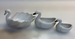 スワンボート　3点セット　ナチュラルキッチン　オブジェ　置物　白鳥　小物入れ