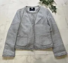 【美品】グリーンレーベル　ノーカラー　ツイード　ジャケット　入学式　セレモニー