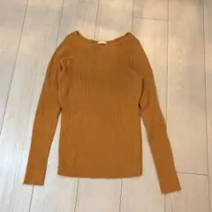 GU ジーユー リブ編みボートネックニット セーター　長袖　イエロー