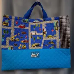 レッスンバッグ　街の路線図　ハンドメイド　男の子　キルティング