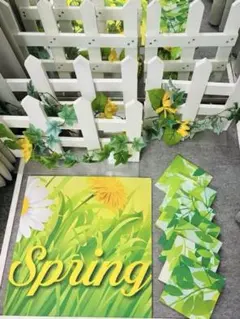 春用　木の枠3 個　大1小7の花柄　ディスプレイ品