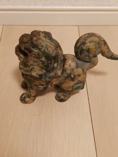 唐物 古銅 獅子 香炉 置物 時代物 金属工芸