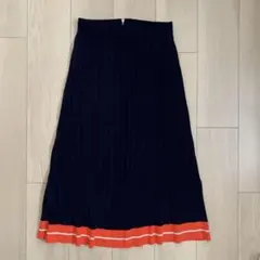 Mila Owenリブニット ロングスカート ネイビー 配色ライン