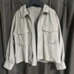 ショート丈 シャツジャケット ライトグレー