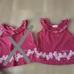 リボンプリント ノースリーブタンクトップ ピンク