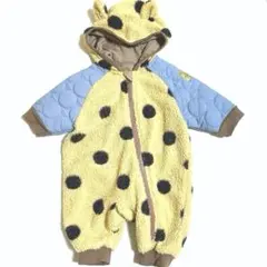 【美品】BREEZEアウター70cmクマ耳ドットフリースキルティングロンパース