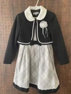 フォーマルドレス 100cm 黒とグレー チェック