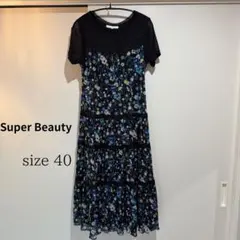 Super Beauty フラワープリント ワンピース size 40