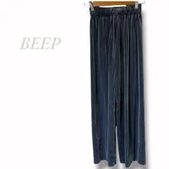 【BEEP】ベロア生地 ワイドパンツ プリーツ加工 カジュアル 秋冬春