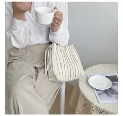 2way プリーツ 巾着 ショルダーバッグ 手提げ 肩掛け 新品未使用 トレンド