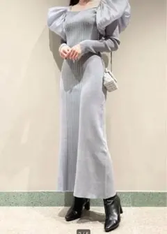 美品　スナイデル　パフドッキングニットワンピース　オケージョン