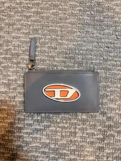 DIESEL レザー カードケース グレー/オレンジ