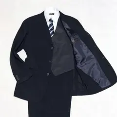 【美品】AOKI スーツ 3ピース ストライプ ブラック M モダン