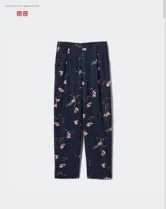 ユニクロ プリンセスタムタム フランネルパンツ 花柄 ネイビー L