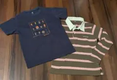 mont-bell 140cm　 Tシャツ 半袖&ボーダーポロシャツ長袖セット