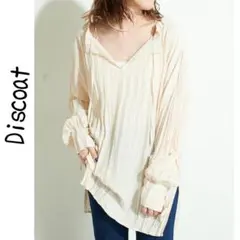 新品 Discoat ネック付き袖リボンワッシャーチュニック