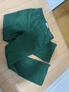 グリーン デニム フレアパンツ