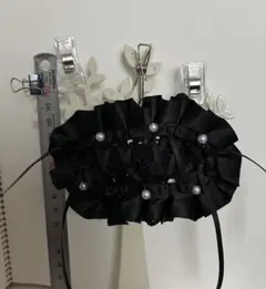 ヘアアクセサリー ヘッドドレス クリップ 黒レース サテンゴスロリ 地雷 量産型