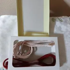 帯締め（細） パステルピンク　正絹組込み（飾付き） ワインレッドカラーの正絹組込