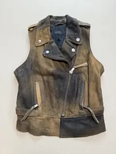 DIESEL ヴィンテージ羊革スエードライダースベスト ブラウン