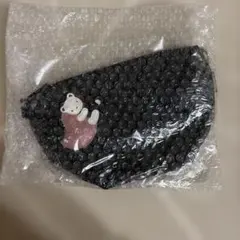 新品 ファミリア 舟形ポシェット 黒系チェック バッグ チャーム りんご 