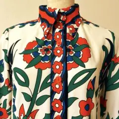 ヴィンテージ　レトロポップ　フラワー柄　ワンピース　70年代　古着