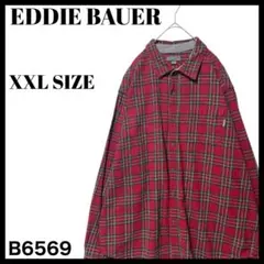 エディーバウアー タータンチェック柄 フランネルシャツ 赤 レッド 2XL