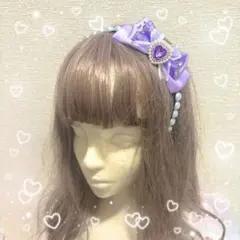 【ハンドメイド】リボンカチューシャ パープル