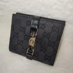グッチ 折り財布 GG　キャンバス ジャガード ジャッキー ブラック
