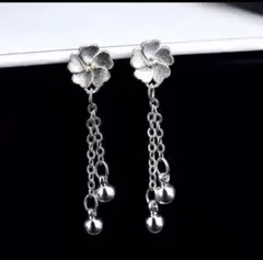 サクラチェーンボールピアス　シルバー925 アレルギー対応(残り2セット)