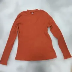 UNIQLO　オレンジ リブ編み 長袖カットソー ハイネック　キッズ　140cm