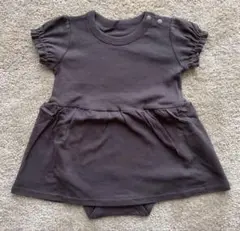 新品未使用 ベビー服 ワンピース風 ロンパース 80 チャコールグレー 綿100